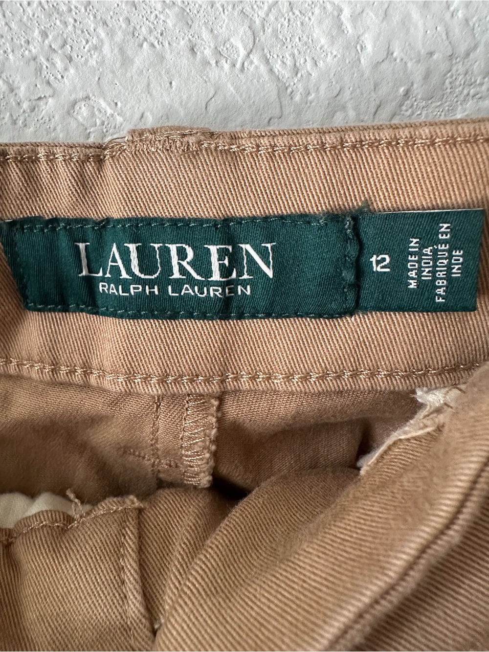 Lauren Ralph Lauren Tan Khaki Chino Pants Red Side Stripe Tapered Women 12 - Picture 4 of 6